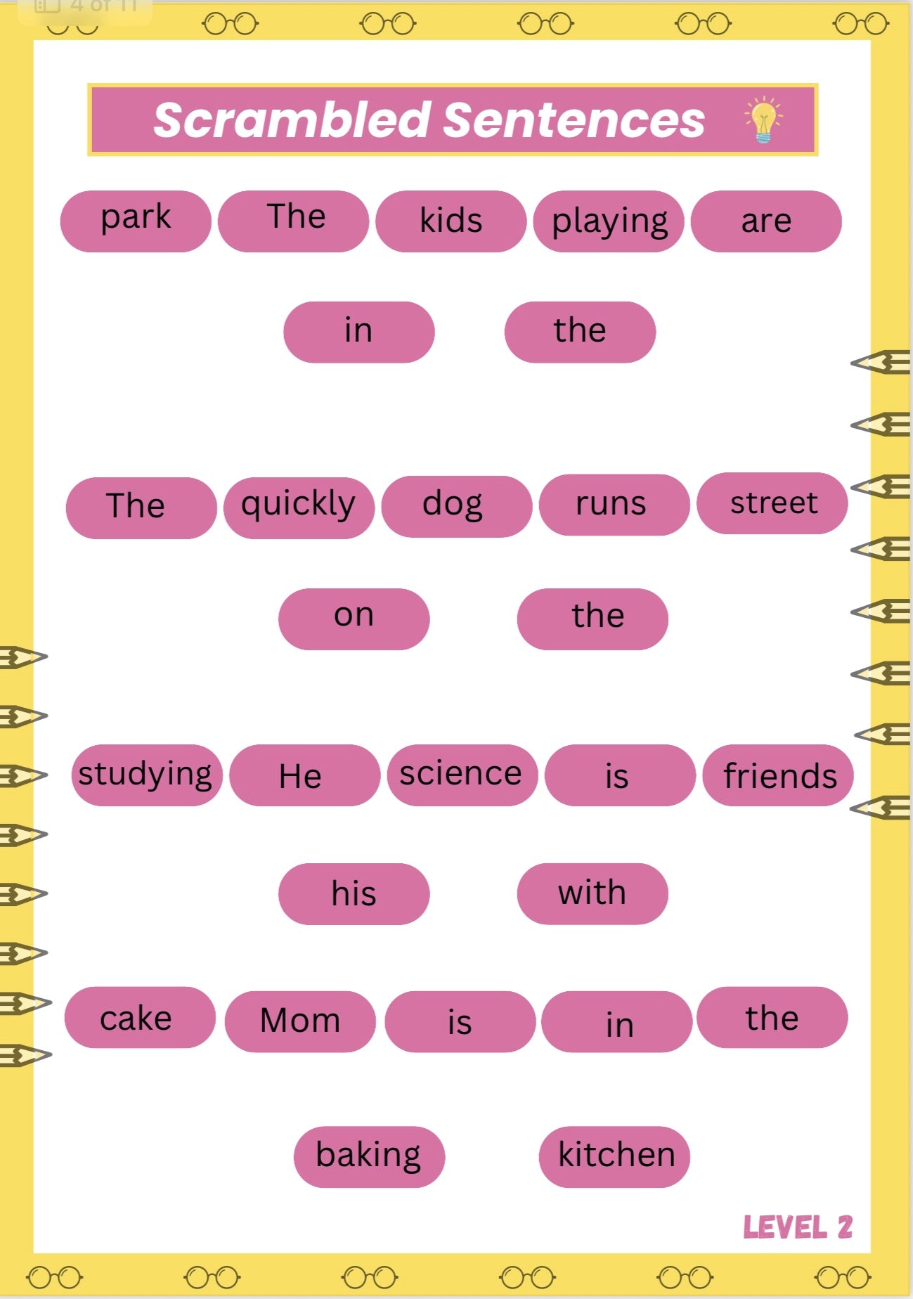 Scrambled Sentences Activity