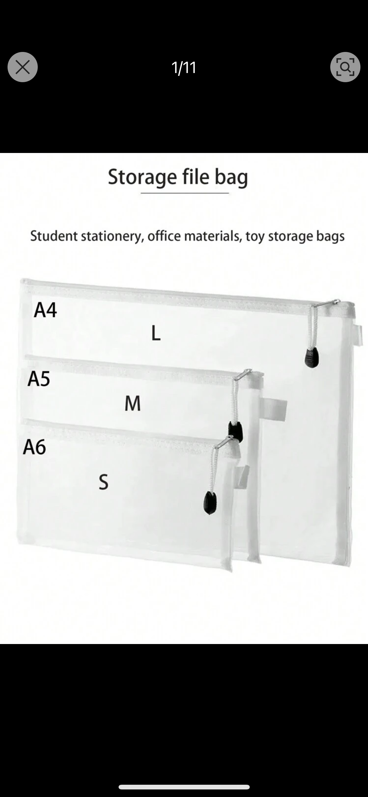 A5/A6 Mesh Zipper Pouch Document Bag Waterproof Zip File Folders